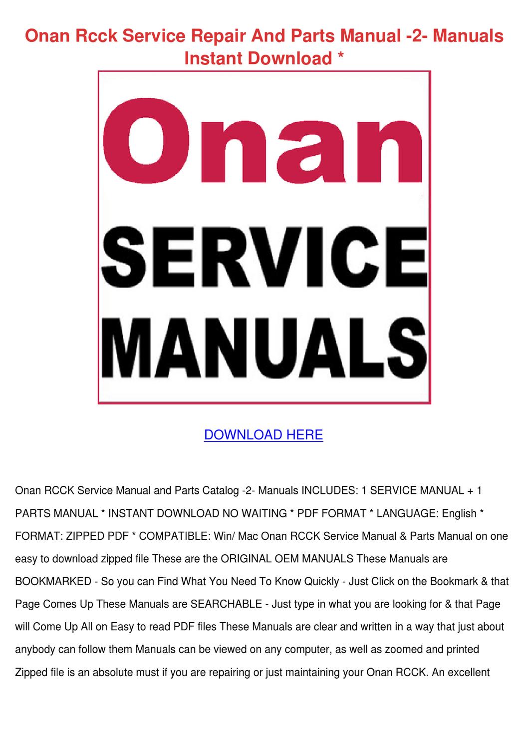 Onan Mdkd Parts Manual